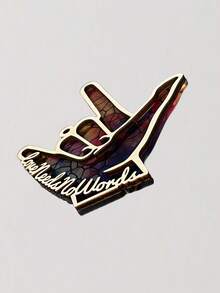 10,2x8,3x0,6cm Decoración de gesto de mano de música rock de madera y acrílico en capas "El amor no necesita palabras", regalo creativo para amantes, amigos, entusiastas del DIY, fans de la música rock y amantes de la música