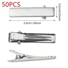 50 件多尺寸空白方形鳄鱼发夹，适用于 DIY 发饰底座和造型组件，用于制作 DIY 串珠首饰