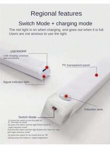 1 pièce Barre lumineuse à LED avec capteur de mouvement PIR rechargeable par USB, lampe de placard portable à induction, pour chambre, cuisine, couloir, décoration de chambre