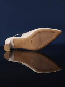 1 paire de sandales à talons hauts ivoire pour fille, en matériau PU de couleur unie, avec sangle de cheville élastique, bout pointu, talon aiguille, semelle compensée élégante, convient pour la fête, les achats, les voyages, les vacances, nouvelle arrivée d'été