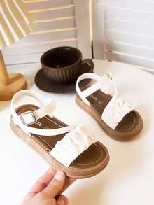 女童公主风夏季凉鞋，儿童夏季沙滩鞋，露趾鞋，时尚蝴蝶结休闲女童凉鞋，夏季鞋，白色 - 白色 - 查看 7