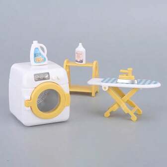 8pcs Miniature Realistic Washing Machine Playset, Toy Set, Dollhouse Furniture, DIY Model
