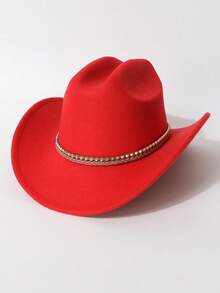 1 Stück Damen einfarbiger Boho-Stil geflochten Band Dekor Western Cowboy Hut/Jazzhat/Panama Hut, warme Herbst/Winter Kappe, geeignet für Musikfestivals, Western-Cowboy-Themen-Events, Retro-Partys, Kostümspiele, Geburtstagsfeiern, Bühnenauftritte und den täglichen Gebrauch - Zylinder - Übersicht 8