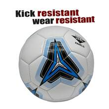 Premium Training & Match Use Soccer Ball, Puncture Resistant & Durable, Waterproof High Elastic Material - White, Blue and Black - View 4