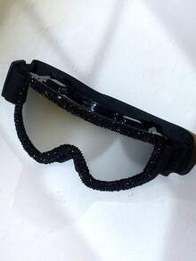 POLASUP 3-In-1 Set: 1pc Extra Large Ski Goggles With Eye Mask, Women's Full Coverage Fashion Soft Gel Ski Goggles, Reflective Coating ATV Karting Off-Road Hiking Anti-Splash Onion Cutting Eye Shield, Radiation, Sandproof Desert Goggles With Elastic Strap Adjustment Halloween Costumes Accessories Snow Windproof - Black Diamonds/black Frame/silver Film Lenses/thick Sponge - View 9