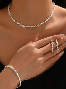 Ensemble de bijoux pour la Fête des Mères : Collier, Boucles d'Oreilles, Bracelet, Décoration en Forme de Diamant, Pour Fête, Rue, Mariage, Thanksgiving
