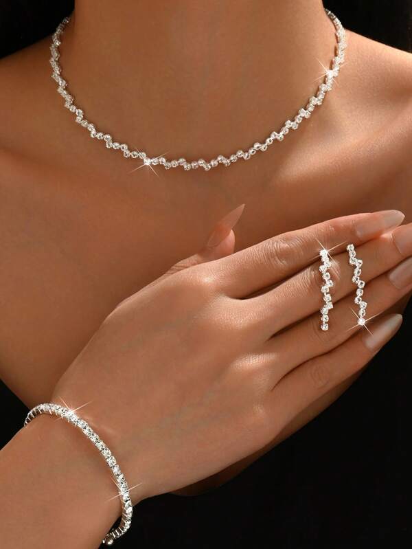 Ensemble de bijoux pour la Fête des Mères : Collier, Boucles d'Oreilles, Bracelet, Décoration en Forme de Diamant, Pour Fête, Rue, Mariage, Thanksgiving