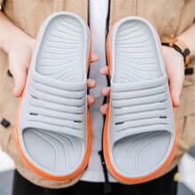 Men's Fashion Slippers - EVA Thick Sole Slippers, Soft Non-Slip Outsole, Odorless, Garden Shoes, Suitable For Indoor Home, Shower, Beach And Daily Use In Summer, Indoor Slippers | Summer Shoes | Durable Slippers, House Slippers - Grey - View 3