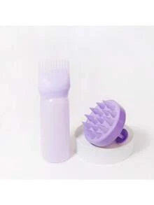 2/3pcs Pink Silicone Scalp Massage Comb, Detangling Comb, Hair Dyeing Tool, Salon Styling Tool - Multicolor - View 14