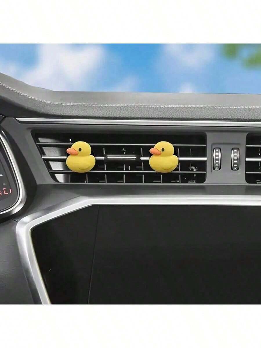 2个/4个可爱黄色小鸭汽车出风口香薰夹 - PVC材质，兼具空气清新剂和内饰装饰配件功能，汽车装饰品 - 黃鴨 - 查看 1
