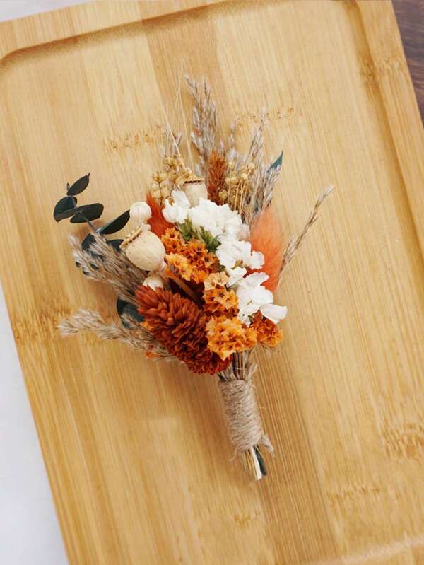 1-12pcs Small Dried Flowers, Mini Bridesmaid Bouquets, Groom Wedding Boutonniere, Country Rustic Bride Wrist Corsage, Party DIY Craft, Home Decor, Wedding Centerpiece, DIY Christmas, Thanksgiving, Fall Harvest Decoration,Fall Decor,Autumn