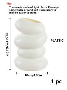 1pc Plastic Flower Vase, White Ceramic Look Flower Vase, Nordic White Plastic Vase Unbreakable Vase For Tulips Flower Arrangement Home Decor Table, Shelf Bookshelf, Mantel, Entryway And Centerpieces Decoration