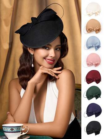 1 件女士德比帽迷人茶会帽头带宽边迷人婚礼鸡尾酒羽毛配饰迷你帽子小帽子迷你高顶礼帽迷你帽