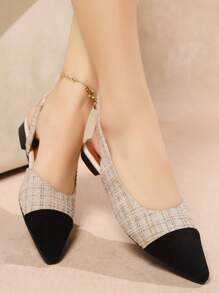 Stylish Women's Pointed - Toe Two - Tone Slingback Flats - Fashionable & Comfortable Footwear