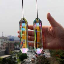1/2pcs Suncatcher Window Prism Pendant For Window, Rectangle AB Color Crystal Rainbow Maker Garden Hanging Sun Catcher Ornament, Home Decor, Yard Art Decor (120/76mm) - Multicolor - View 4