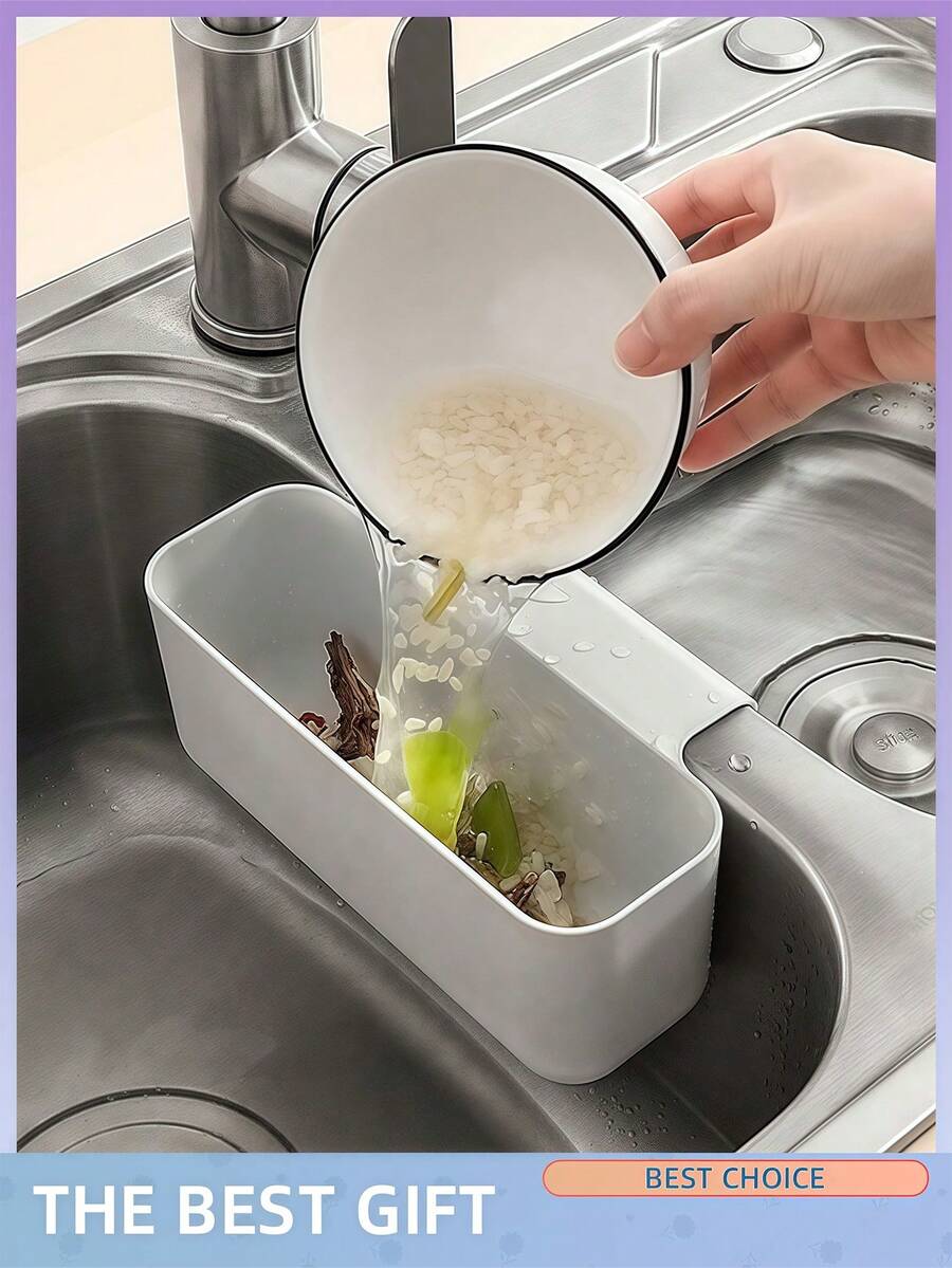 2pcs Kitchen Sink Drain Basket, Multi-Functional Card Slot Kitchen Sink Strainer, Food And Vegetable Wash And Drain Basket Christmas For Holiday Gift Giving - Grey - View 1