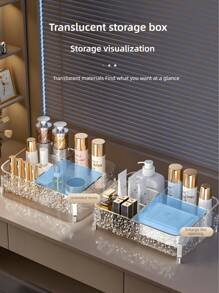 1 Stück Acryl Make-up Organizer mit Wellenmuster - 3-stöckiges Kosmetik Aufbewahrungsfach für Lippenstifte, Schmuck, Hautpflege | Badezimmer Waschtisch & Reise Toilettenartikel Organizer | Klare Aufbewahrungsbox für den Schreibtisch, Schlafzimmer (Stilvolle & platzsparende) ,Schmuckkasten,Tasche,Make-up Pinselhalter,Pinselhalter,Parfümorganisator,Beutel