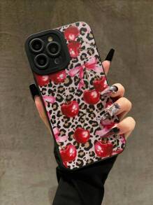 Funda de teléfono suave de TPU a prueba de golpes y caídas con estampado de mariposa, leopardo y cereza, compatible con Apple 11/12/13/14/12 Pro Max/16 Pro/15/X/XR/7/8Plus, resistente al agua y a los arañazos