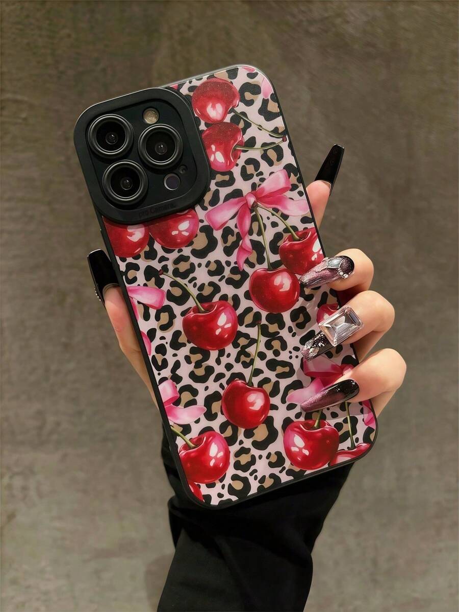 Funda de teléfono suave de TPU a prueba de golpes y caídas con estampado de mariposa, leopardo y cereza, compatible con Apple 11/12/13/14/12 Pro Max/16 Pro/15/X/XR/7/8Plus, resistente al agua y a los arañazos