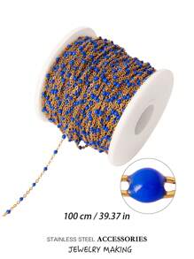 100cm Cadena de cuentas de acero inoxidable esmaltado, cadena de bolas coloridas en estilo bohemio para hacer bisutería, pulseras, collares y accesorios DIY