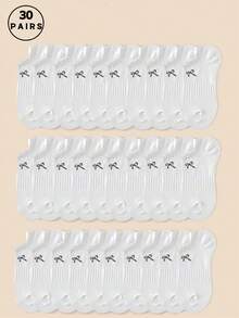 1双随机/20双/30双黑白灰色腰收口春夏蝴蝶结图案袜子可搭配皮鞋、运动鞋、厚底运动鞋、户外运动健身服、日常简约商务通勤旅行装、男生女生必备、校园日常运动装、柔软亲肤、舒适透气、吸汗排汗、防臭、低帮防滑、隐形男女短袜