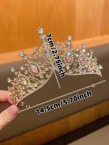 1 件奢华水钻皇冠头饰，适合女士，适合派对、时装秀和婚礼头饰服装皇冠发花环发藤