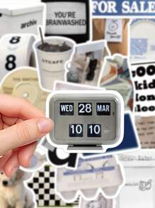 57pcs Vintage Decorative Stickers Laptop Handbook Phone Case Decorative Decals,School Supplies,Back To School