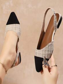 Stylish Women's Pointed - Toe Two - Tone Slingback Flats - Fashionable & Comfortable Footwear