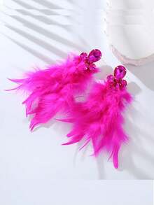 1 Cặp bông tai đính pha lê và lông vũ gợi cảm nhiều màu sắc, Phụ kiện dự tiệc thời trang - lông vũ - Xem 7