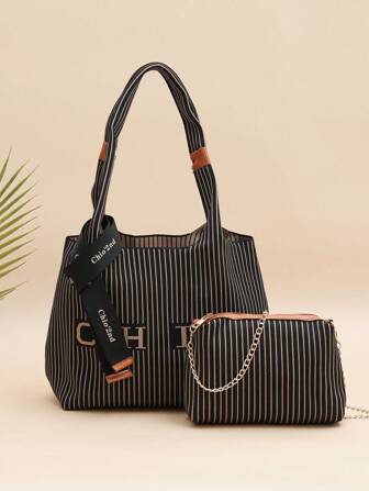 Chio2nd 通勤粉色波浪托特包 2024 新款时尚大号单肩包女士拼布针织手提包，适合职业女性、女士、女孩