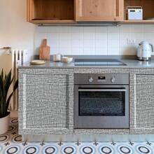 1卷米色布纹PVC材质接触墙纸，即用速贴墙贴，奶油风格装饰餐桌衣柜橱柜防油装饰墙纸，春季唯美装饰贴纸墙面装饰房间装饰墙纸 - 深灰色 - 查看 5