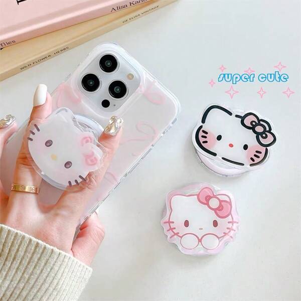 Sanrio Magnetic Hello Kitty Cartoon Cute Phone Stand, Telescopic Air Cushion Holder, Super Stable & Durable, Easy Installation, Fashionable Diverse Styles Compatible With IPhone, Android Phone, Gift For Birthday, Family, Friends Push-Pull Phone Grip, Phone Holder, Phone Accessories