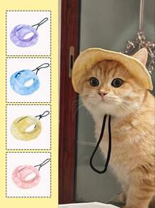 Tie Dye Dog Hat Strap, Round Ear Hole Brim, Dog, Puppy, Cat Sun Hat, Bucket Hat, Outdoor Sun Protection Pet Hat, Suitable For Small And Medium-Sized Cats, Dogs, And Kittens