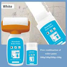 500g/100g Latex Paint Wall Repair, Coverage & Roller Kit Combo, Water-Based Odorless, With Built-In Brush Head, Convenient & Practical, Healthy & , Suitable For Indoor, Nursery, Living Room, Bedroom