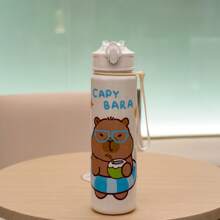1pc 700ml/23.6oz Cute Cartoon Bear 3D Print Plastic Water Cup With Straw, Children Portable Mug With One-Click Flip Cover, Suitable For Outdoor Sports, Camping, Yoga, Picnics, School