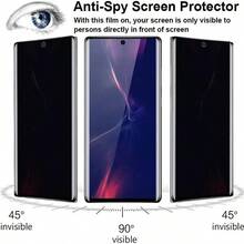 1 片 9H 弧形防窥透明钢化玻璃屏幕保护膜，适用于 Redmi Note 14Pro、13Pro+、14Pro+、荣耀 50、70、90、100、200、300、400、Magic 5、6、7 Lite、Oppo Reno、Realme、Vivo、Galaxy。防窥、防刮、防爆，防隐私屏幕保护膜。不支持指纹识别。防水防震防摔防指纹全覆盖