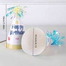 6pcs Mixed Style & 10pcs Solid Color Colorful Tinsel Birthday Hats, Magical Party Hat, Party Hat, Goddess Hat With "Happy Birthday" Text, Lightweight Paper Hat, Suitable For Festival Celebration, Birthday Party Accessories | Tinsel Top Hats, Birthday Party, Tabletop Decoration - Multicolor - View 4