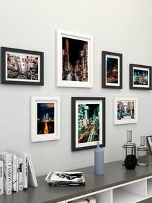 7pcs Minimalist Art Photo Frame Set, Photo Wall Collage For Living Room & Hallway, Comes With Prints, No Drilling Required, Great Gift - Multicolor - View 3