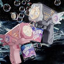 儿童 10 孔电动自动泡泡枪带 LED 灯 - 塑料材质，手持式设计，非常适合户外玩耍和送礼（不含泡泡液），户外游乐设备|好玩的设计|多层次游乐体验，儿童泡泡枪套装 - 彩色 - 查看 2