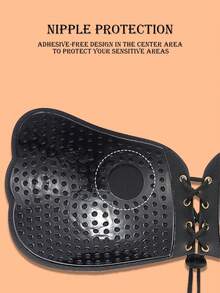 Sticky Invisible Mango-Shaped Bras – Strapless Silicone Push-Up Bra Cups For Backless Dresses, Breathable Self-Adhesive Lift Pads For Women, Reusable & Skin-Friendly - Black - View 6