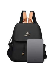 Nylon Material Large Capacity Multi-Pocket Drawstring Women Casual Backpack - Black - View 3