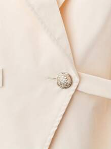 Women Short Sleeve Solid Color Blazer Jacket, Fashionable For Summer