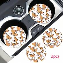 2 pièces Dessous de verre pour tasse de voiture avec motif mignon, tapis de tasse de voiture , séchage rapide et antidérapant