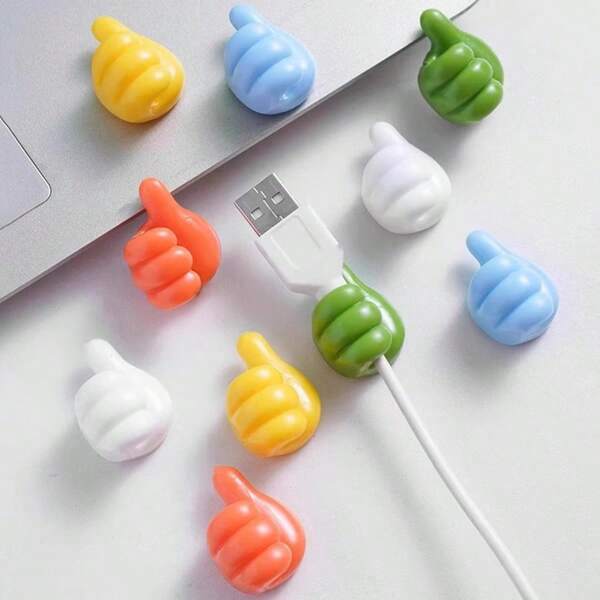 10pcs/20pcsThumb Hook Line Organizer Desktop Data Line Storage Charging Line Fixer Wall Without Trace No Hole Sticker Hook