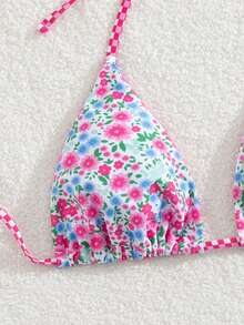 PEPPERMOLLY 女士性感碎花吊带系带两件式比基尼泳衣套装，夏季海滩 - 彩色 - 查看 4