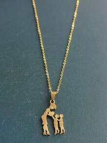 1 New Stainless Steel Beautiful Cartoon Figure Pendant Necklace Ladies Fashion Sweater Chain Mother's Day Gift Everyday Christmas Wear - Gold - View 8