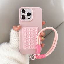 柔软硅胶手机壳，带吸盘，皮革纹理，兼容 17/17 Air/17 Pro/17 Pro Max/16/7/8/11/12/13/14/15/X/XR/Xs/Plus/Pro/Pro Max/SE2 - 粉色 - 查看 3