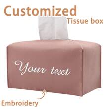 1pc Customizable Embroidered Text/Phrase/Name Tissue Box Cover, Fashionable Minimalist Design, Durable & Practical Tissue Paper Holder