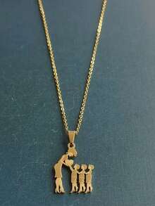 1 New Stainless Steel Beautiful Cartoon Figure Pendant Necklace Ladies Fashion Sweater Chain Mother's Day Gift Everyday Christmas Wear - Gold - View 7