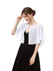 1pc Fashion Lightweight Summer Sheer Chiffon Bridal Elegant Bolero Jacket With Front Button - Chiffon Cardigan Shawl - View 2